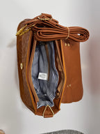 Brown Fold-Over Leather Purse with Gold Ring Handle – Limited Edition