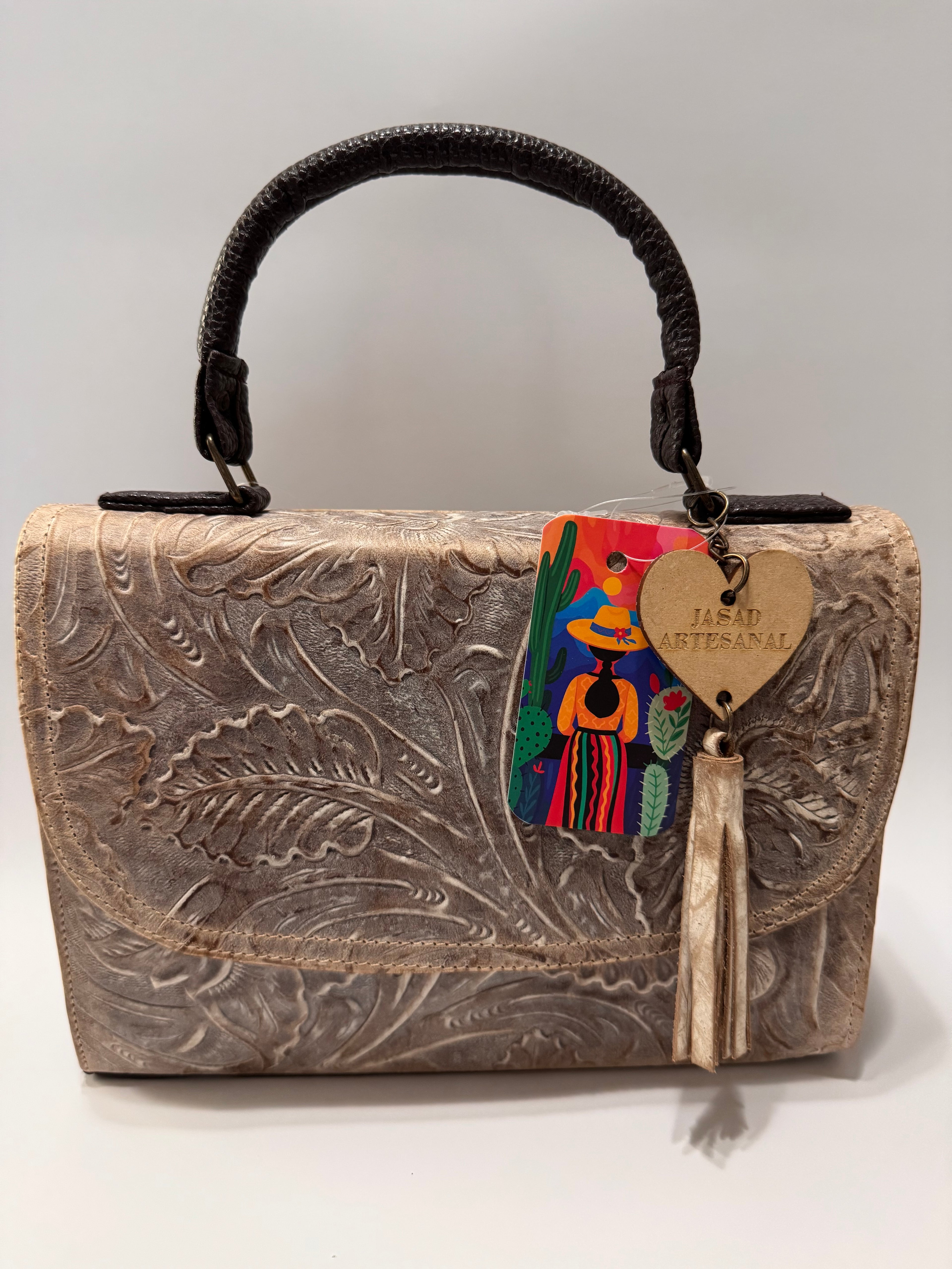 Two-Tone Fold-Over Leather Satchel – Small, Limited Edition