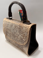 Two-Tone Fold-Over Leather Satchel – Small, Limited Edition