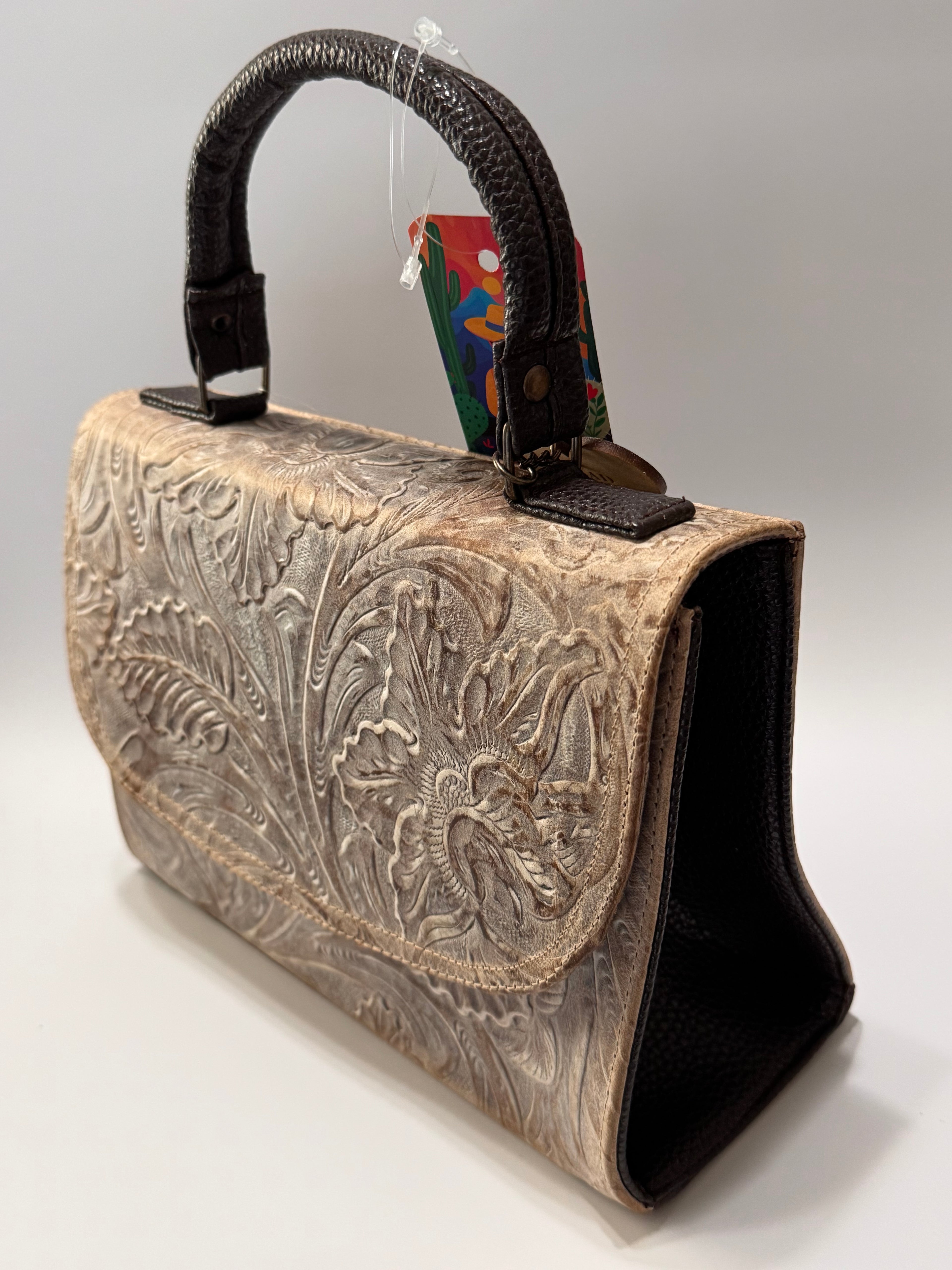 Two-Tone Fold-Over Leather Satchel – Small, Limited Edition