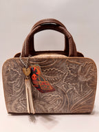 Two-Tone Floral-Textured Leather Mini Satchel – Small, Limited Edition