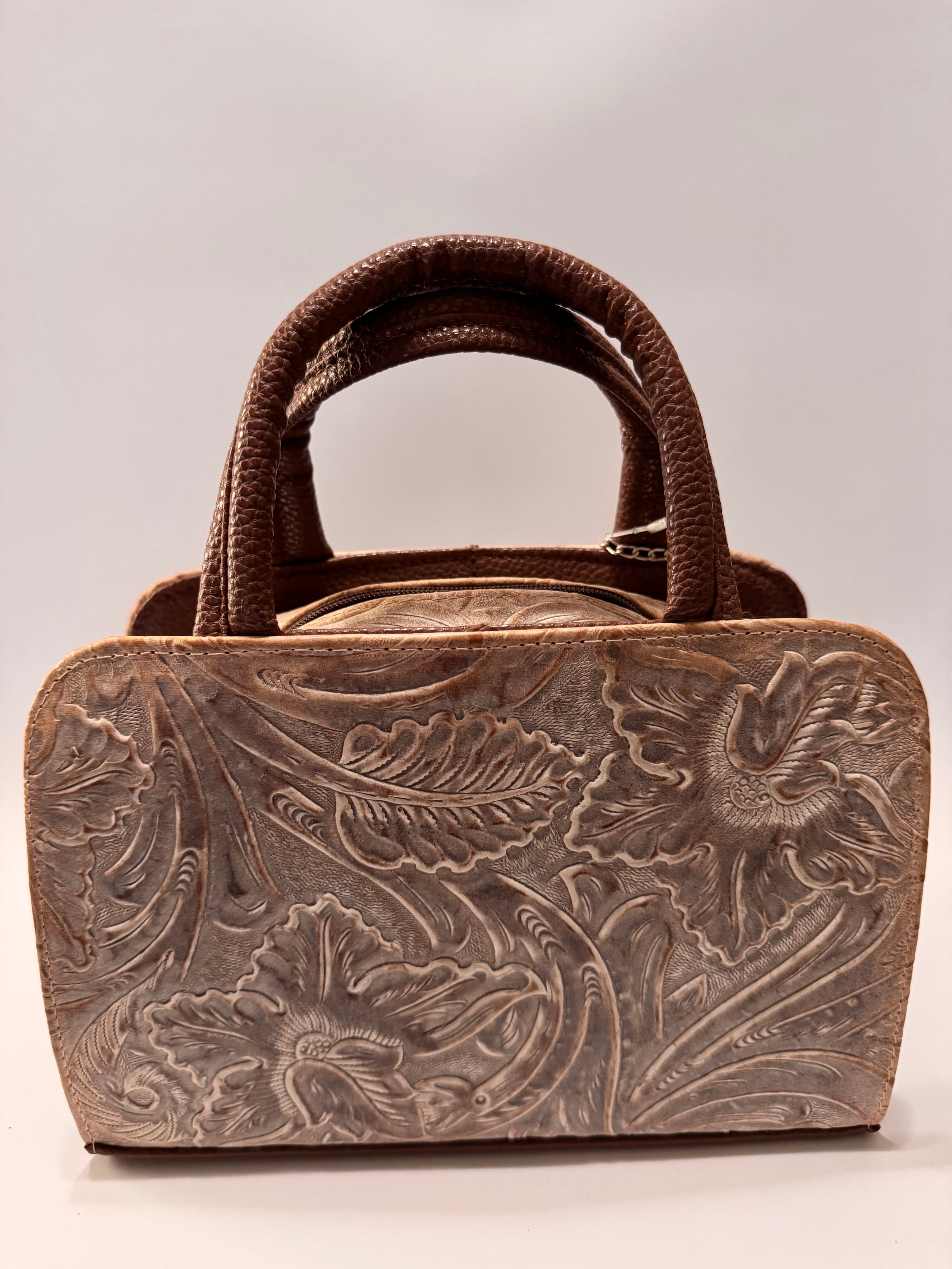 Two-Tone Floral-Textured Leather Mini Satchel – Small, Limited Edition
