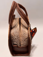 Two-Tone Floral-Textured Leather Mini Satchel – Small, Limited Edition