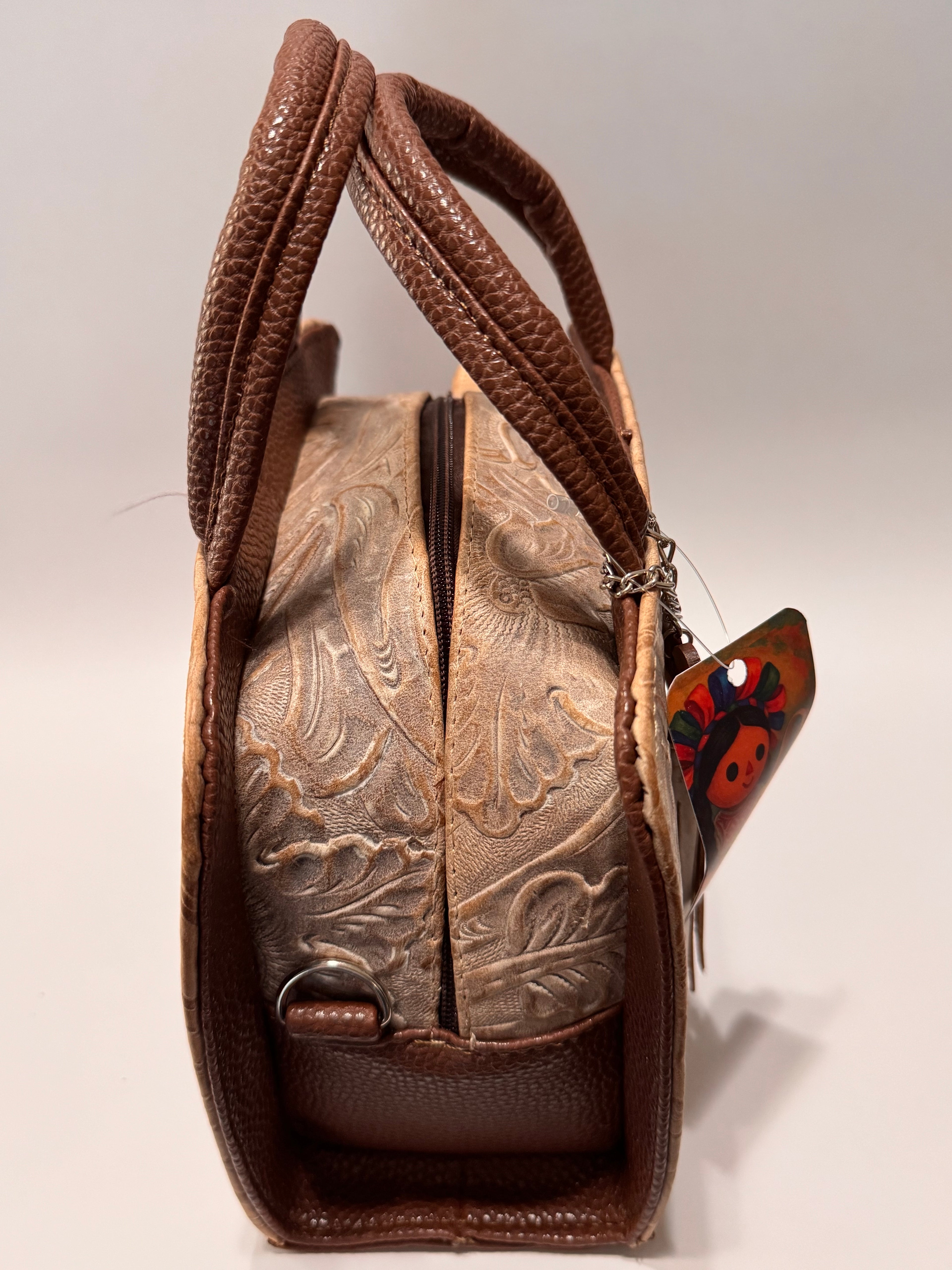 Two-Tone Floral-Textured Leather Mini Satchel – Small, Limited Edition