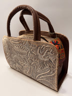 Two-Tone Floral-Textured Leather Mini Satchel – Small, Limited Edition