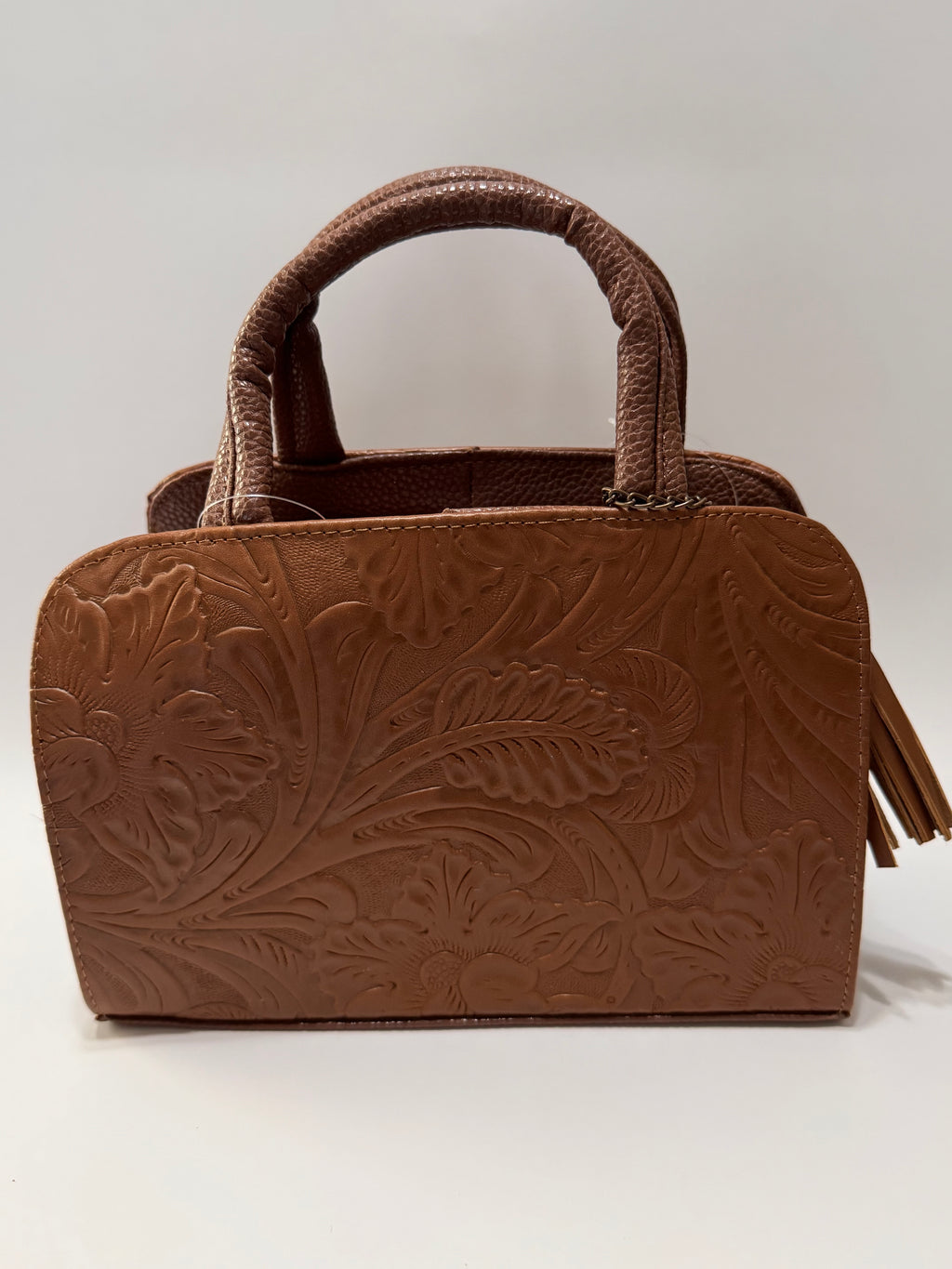 Brown Flower Textured Leather Mini Satchel – Small, Limited Edition