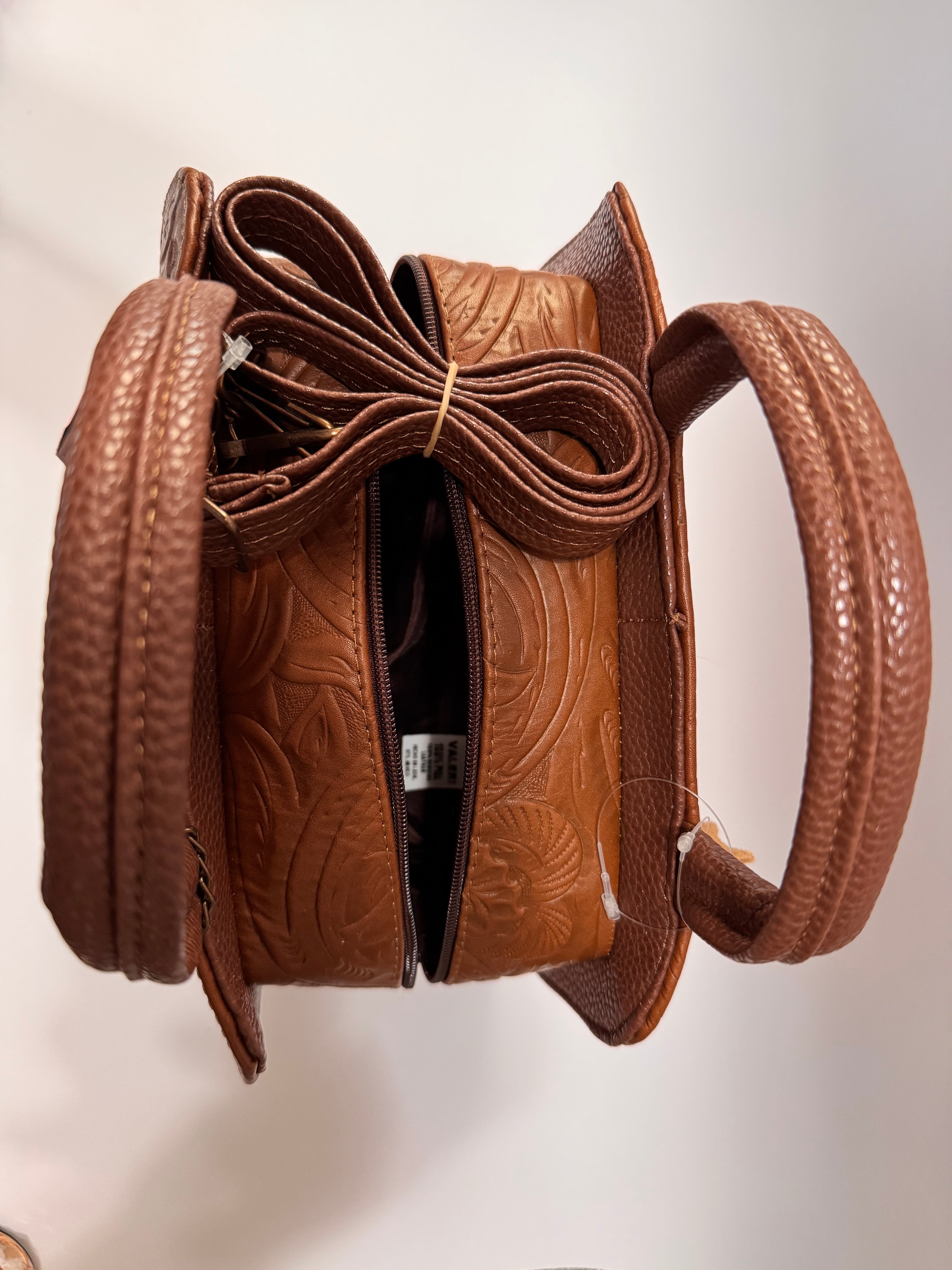 Brown Flower Textured Leather Mini Satchel – Small, Limited Edition