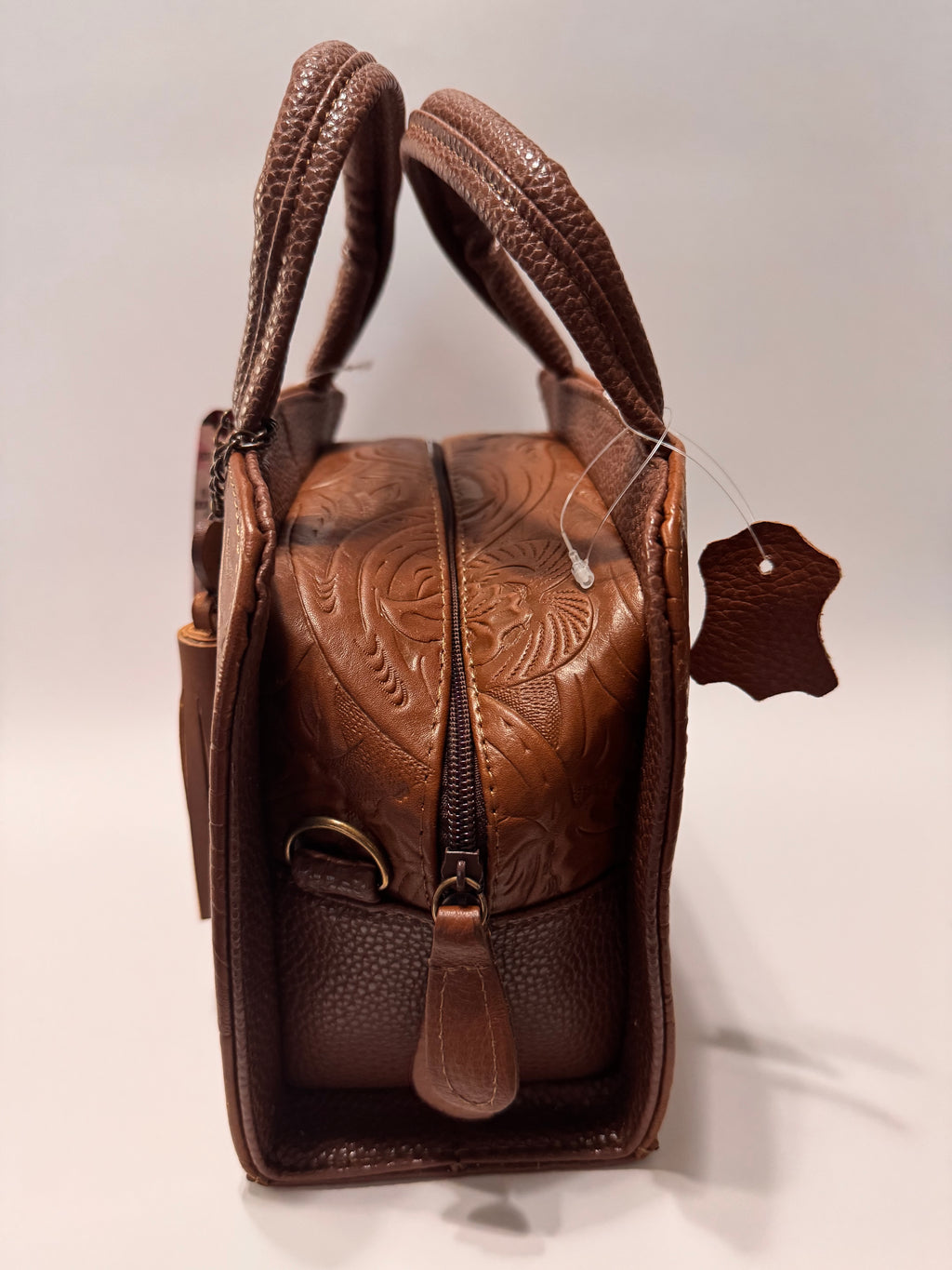 Brown Flower Textured Leather Mini Satchel – Small, Limited Edition