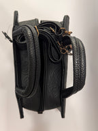 Black Flower Textured Leather Mini Satchel – Small, Limited Edition