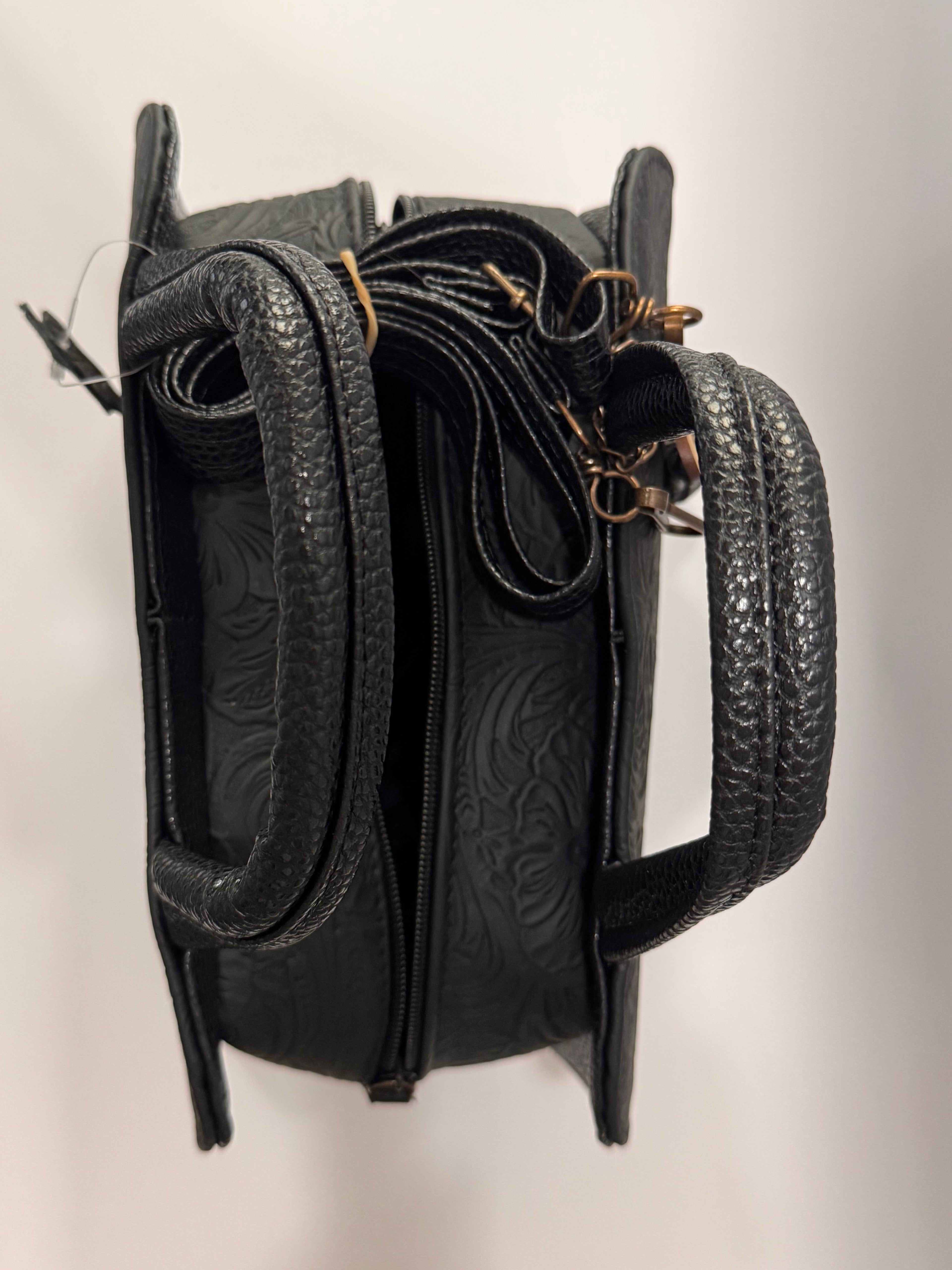 Black Flower Textured Leather Mini Satchel – Small, Limited Edition