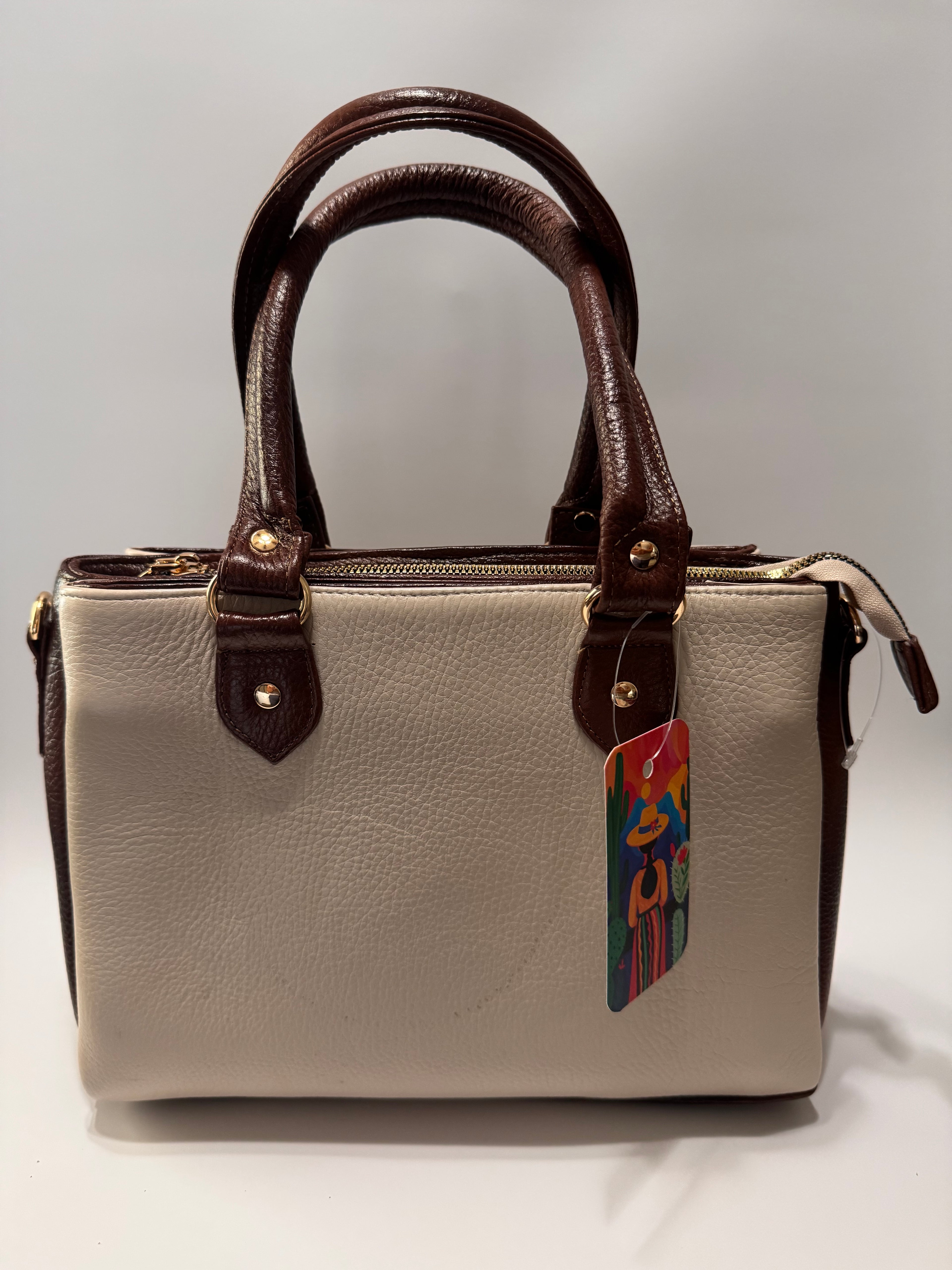 Beige & Brown Heritage Leather Satchel – Limited Edition