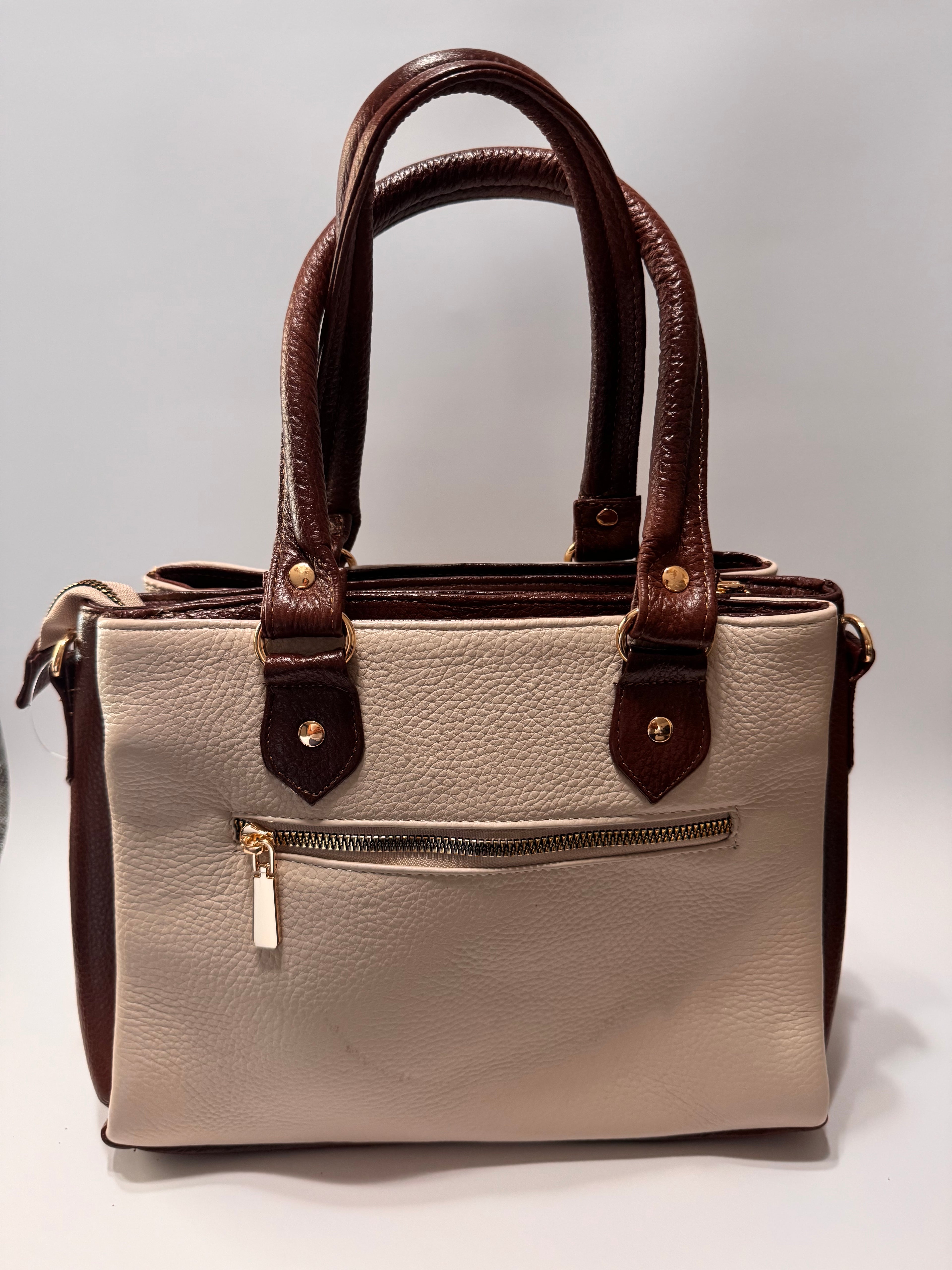 Beige & Brown Heritage Leather Satchel – Limited Edition