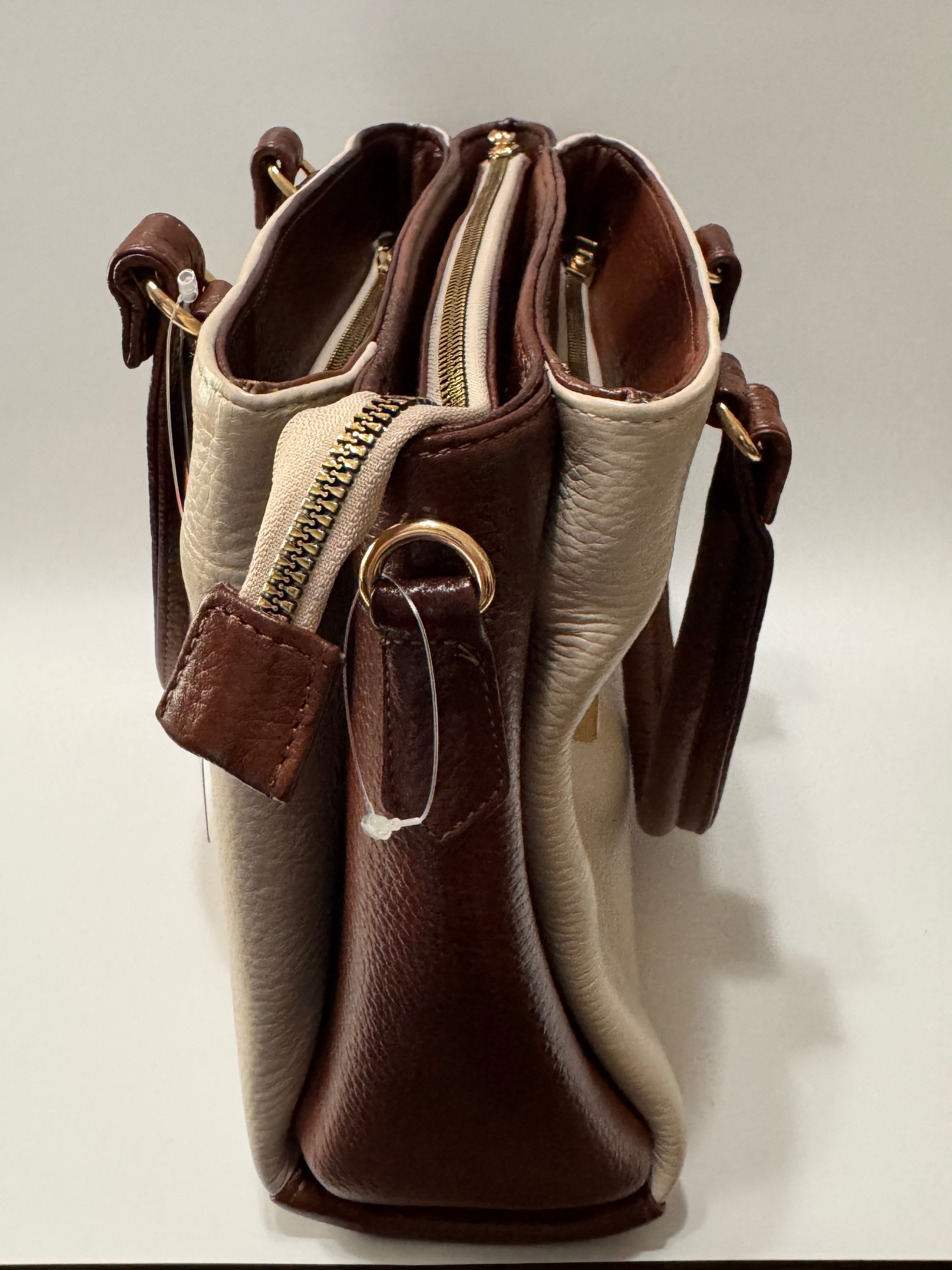 Beige & Brown Heritage Leather Satchel – Limited Edition