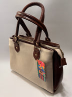 Beige & Brown Heritage Leather Satchel – Limited Edition