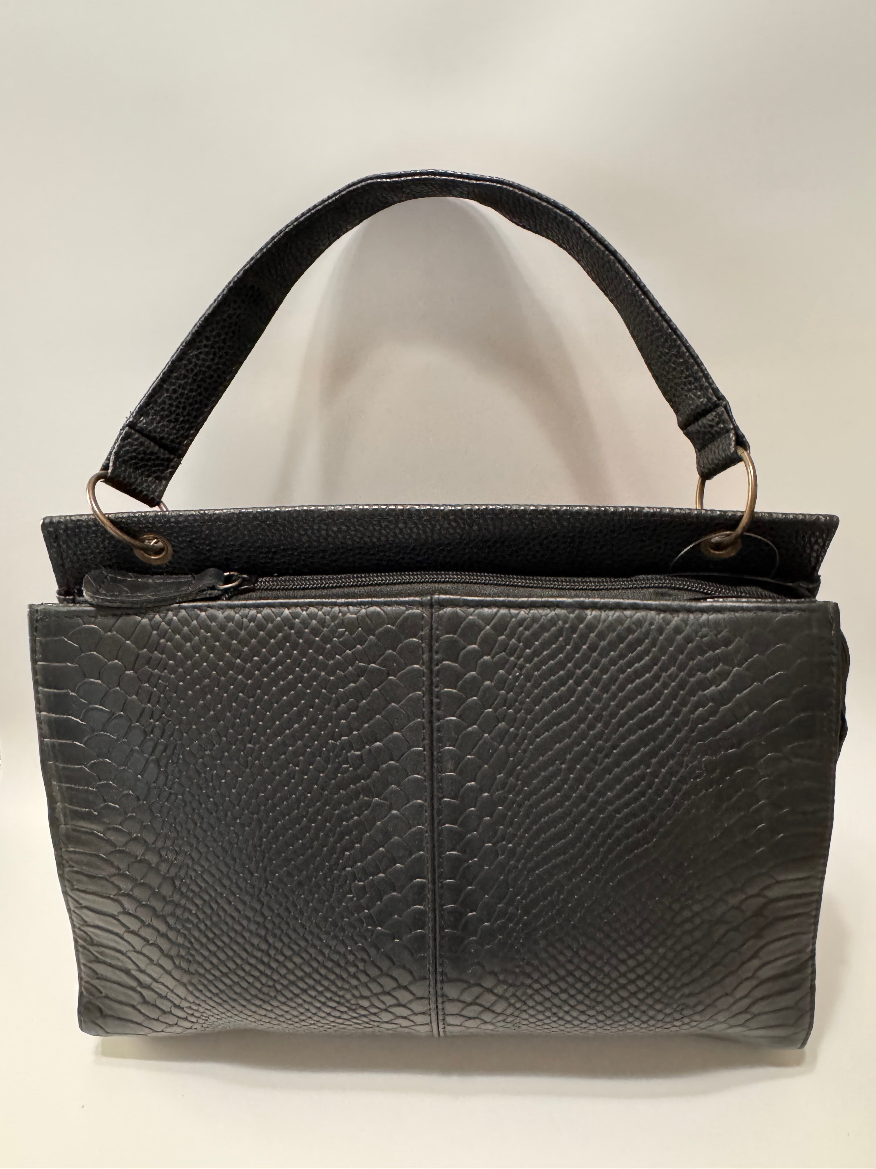 Black Serpentine Leather Satchel – Limited Edition