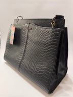 Black Serpentine Leather Satchel – Limited Edition