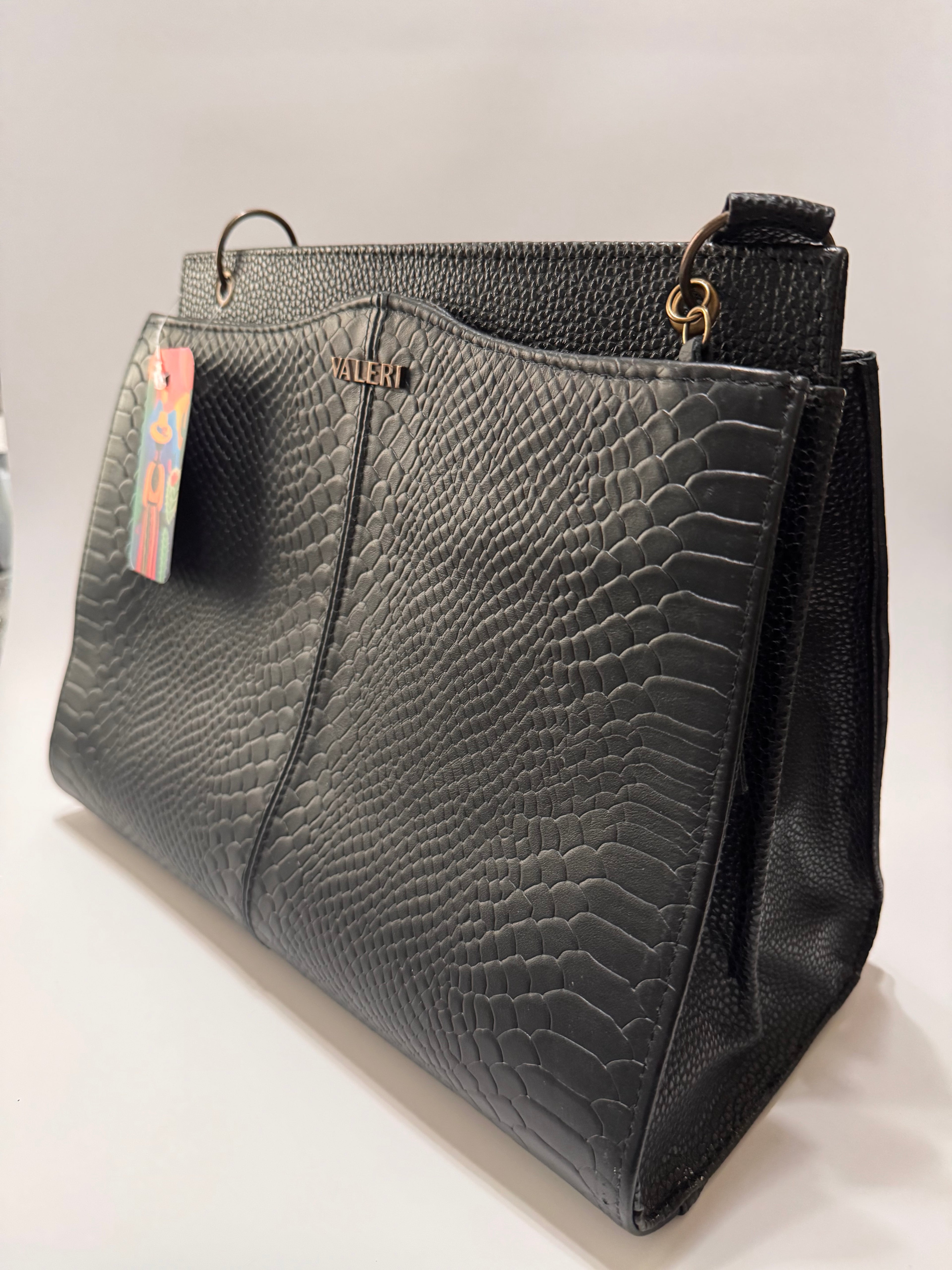 Black Serpentine Leather Satchel – Limited Edition