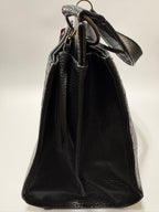 Black Serpentine Leather Satchel – Limited Edition
