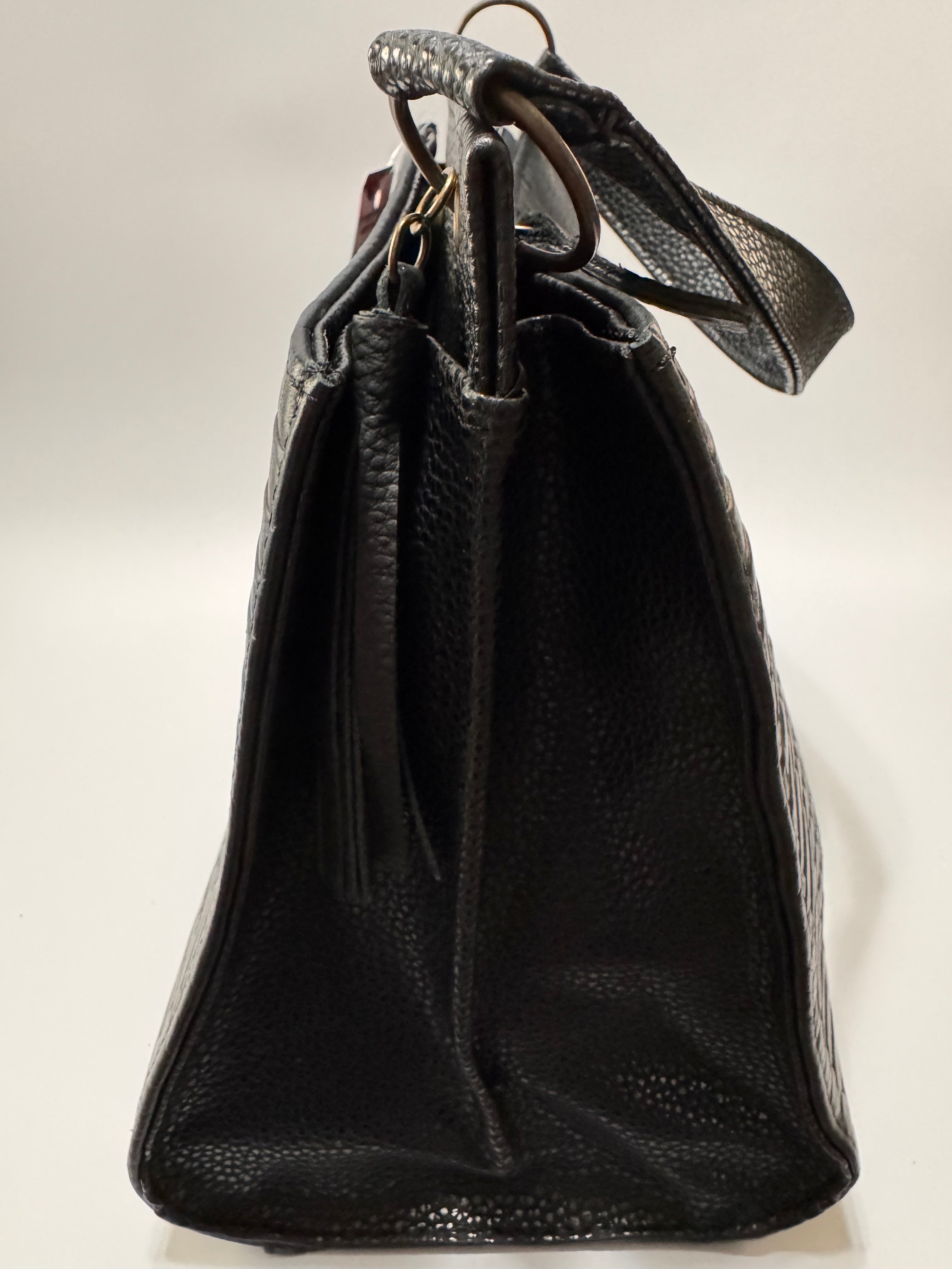 Black Serpentine Leather Satchel – Limited Edition