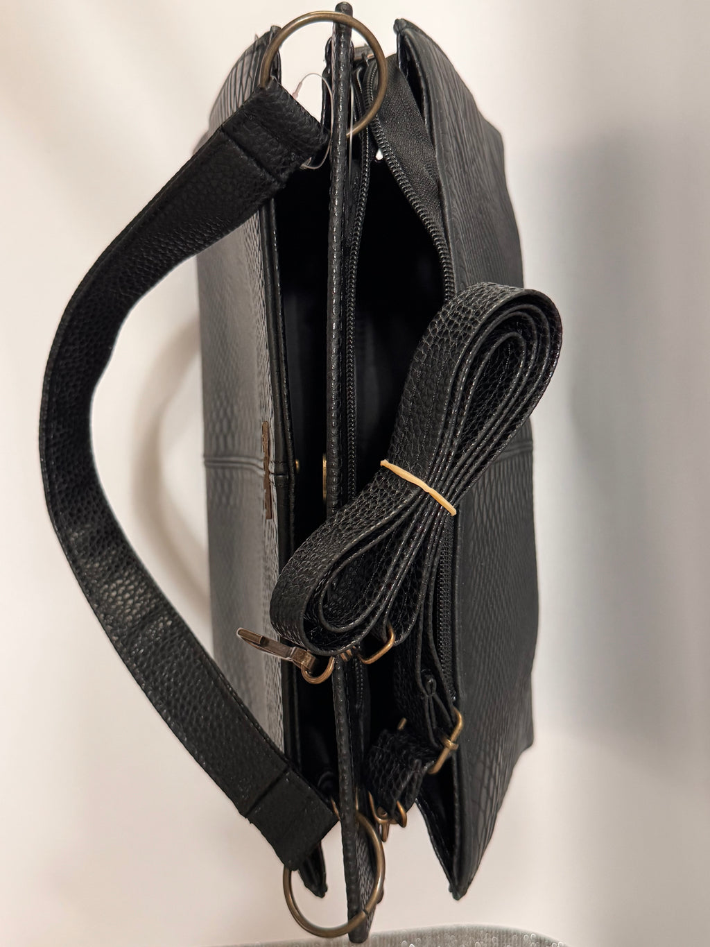 Black Serpentine Leather Satchel – Limited Edition